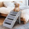 Foldable Pet Ladder, Dog Stairs with 4 Nonslip Steps, Dog Cat Ramp for High Bed Chair Car Sofa, Modern Gray