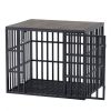 NEW HEAVY DUTY DOG CRATE FURNITURE FOR LARGE DOGS WOOD & STEEL DESIGN DOG CAGE INDOOR & OUTDOOR PET KENNEL 38X30X32INCH PET PLAYPEN WITH COVER METAL D