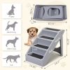 Foldable Pet Ladder, Dog Stairs with 4 Nonslip Steps, Dog Cat Ramp for High Bed Chair Car Sofa, Modern Gray