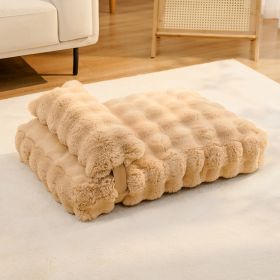 Winter Warm Cat Mat, Sleeping Plush Pet Mat (Option: Light coffee 10cm thick-L)