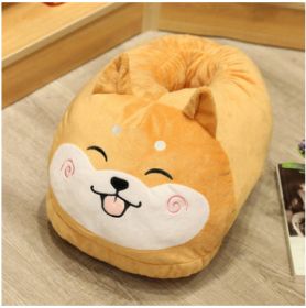 Cartoon Animal Fruit Multifunctional Computer Warm Slippers Feet Flip Flops Feet Shoes Warmer Treasure Doll (Option: Shiba Inu-40x25cm)