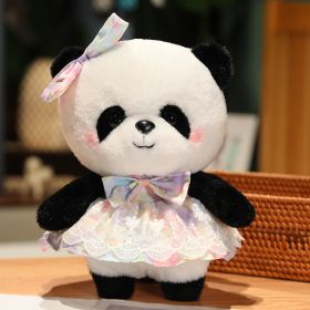 Princess Skirt Panda Doll Plush Toy Panda Children's Day Gift (Option: Color Oil Painting Skirt-28CM)