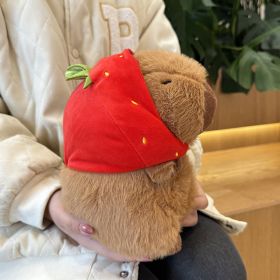 Birthday Hat Capabala Cute Capybara Plush Toy (Option: 22cm Strawberry Hat Style-As Shown In The Figure)