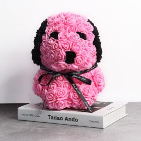 Creative Style Rose Dog Doll Christmas Gift Decoration (Option: Pink-25cm dog+Gift box+lamp)