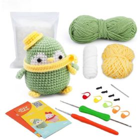 Penguin Crochet Material Package Diy Wool Knitting Doll Decoration (Option: Green Penguin)