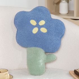 Simple Floral Cushion Sofa Girl Bedroom Pillow Teddy Plush Window Cushion Bedside Decoration (Option: Blue Flowers-45cm)