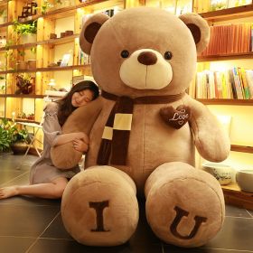 Large Plush Toy Teddy Bear Birthday Gift (Option: Brown Scarf IU-Total length 100cm)