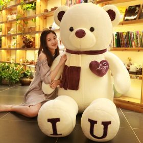 Large Plush Toy Teddy Bear Birthday Gift (Option: Purple Scarf IU-Total length 100cm)