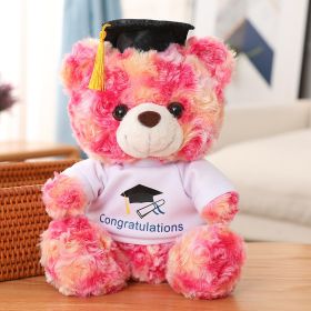 Cute Doctorial Hat Little Bear Doll (Option: Dazzling Dyed Rose-23cm)