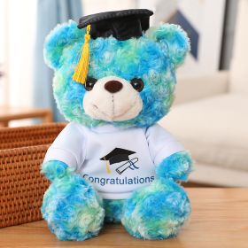 Cute Doctorial Hat Little Bear Doll (Option: Dazzling Dyed Blue-28 Cm)