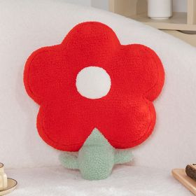 Simple Floral Cushion Sofa Girl Bedroom Pillow Teddy Plush Window Cushion Bedside Decoration (Option: Red Flowers-45cm)