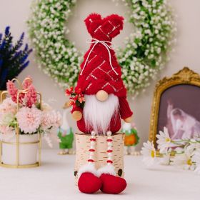 Decorative Sequins Plush Bonnet Valentine's Day Gift Dwarf Doll Pearl Hanging Leg Doll (Option: Doll Men's Red)