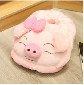 Cartoon Animal Fruit Multifunctional Computer Warm Slippers Feet Flip Flops Feet Shoes Warmer Treasure Doll (Option: Pink Pig-40x25cm)