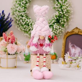 Decorative Sequins Plush Bonnet Valentine's Day Gift Dwarf Doll Pearl Hanging Leg Doll (Option: Doll Women Pink)