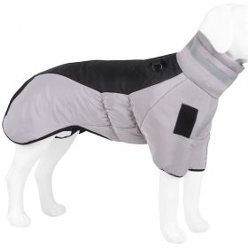 Warm Dog Jacket Winter Coat Reflective Waterproof Windproof Dog Snow Jacket Clothes with Zipper (Color: Black-Gray, size: XL)