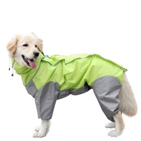 A Raincoat for all small and large dogs; Pet raincoat Medium large dog Golden hair Samo Alaska waterproof four foot raincoat Dog hooded raincoat (colour: Fluorescent green, size: 30)