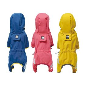 Small dog raincoat; body full surrounding; waterproof poncho pet clothes; with tow holes in the back (colour: Rose red, size: M (recommended weight 4-6 kg))