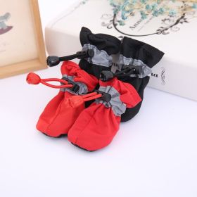 4pcs Dog Shoes; Large Pet Waterproof Chihuahua Anti-slip Boots Puppy Cat Socks Botas S/M/L/XL (Color: Black, size: XL)