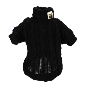 Pet Turtleneck Knitted Sweater Winter Dog Cat Keep Warm (Color: Black, size: S)