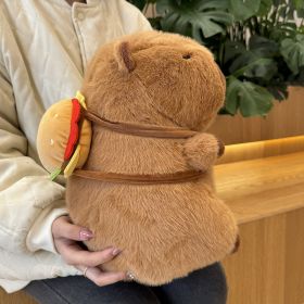 Birthday Hat Capabala Cute Capybara Plush Toy (Option: 33cm Hamburger Backpack-As Shown In The Figure)