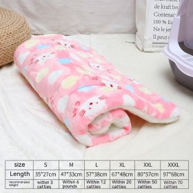 Winter Pet Mat Cat Nest Flannel Kennel Blanket Cat Pad Pet Bed (Option: Love Pink Cat-S)