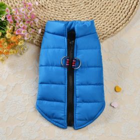 Autumn And Winter Zipper Vest Warm Pet Clothes (Option: Blue-L)