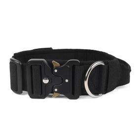 Pet Collar Pull-resistant Large Dog Lifting Tactical Collar (Option: Black-XL)